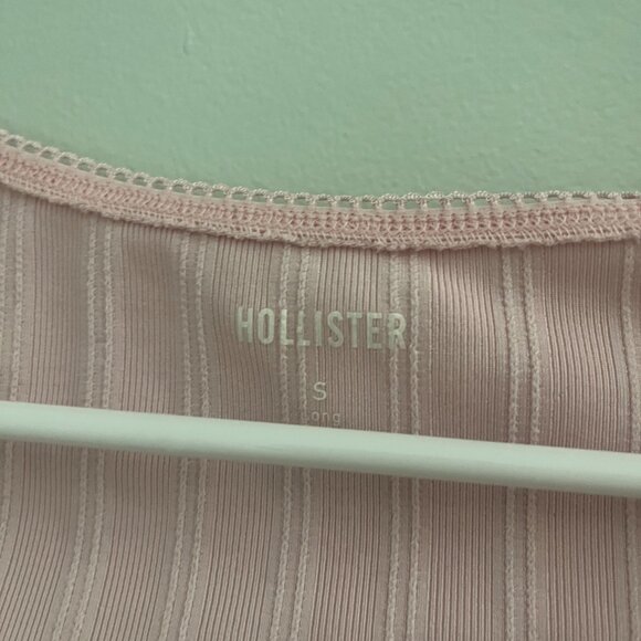 Pink Ribbed Long Sleeve Top with Rose Detail from Hollister - Picture 8 of 11